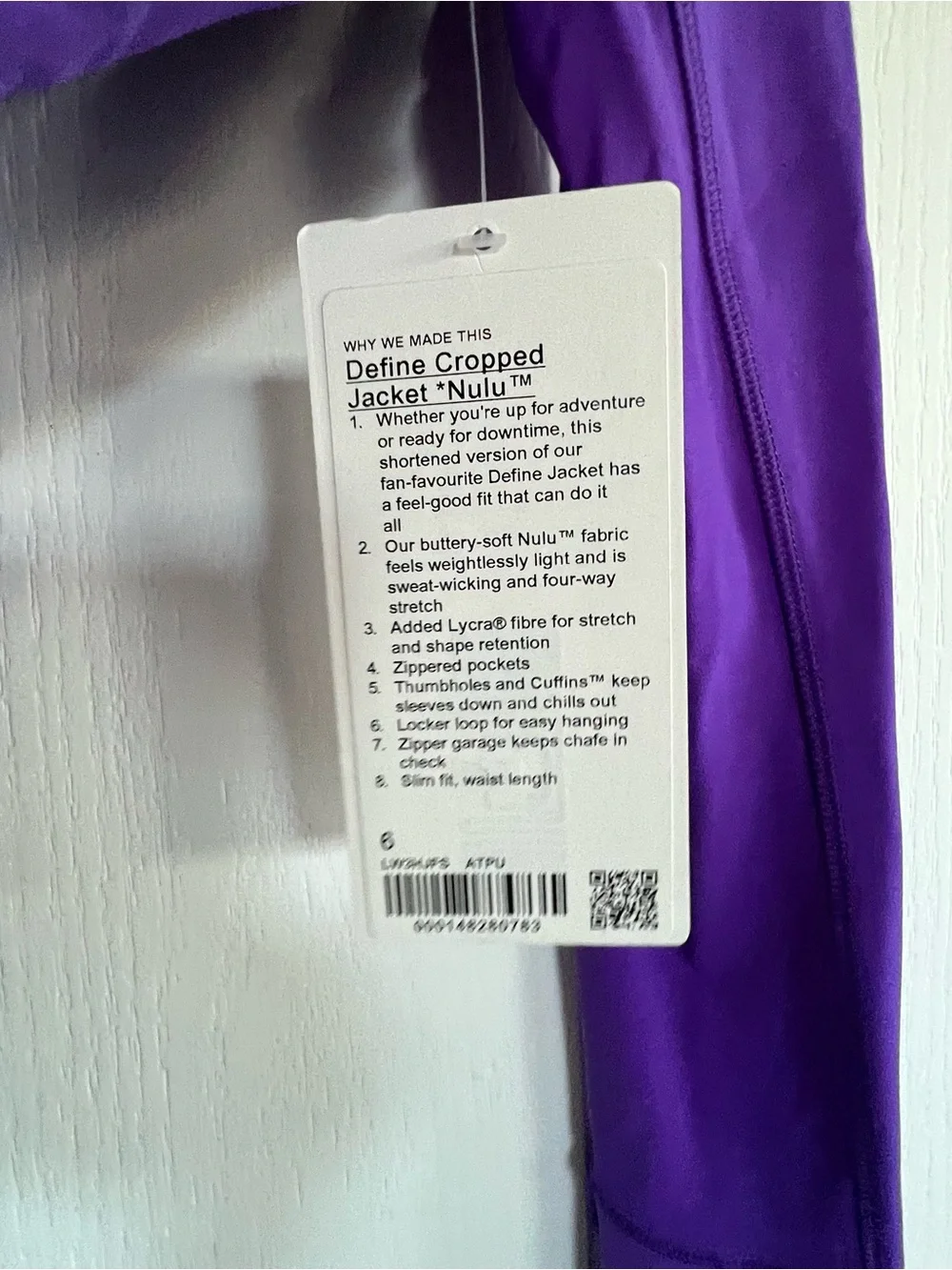 Lululemon cropped define jacket Atomic Purple RARE NWT 6